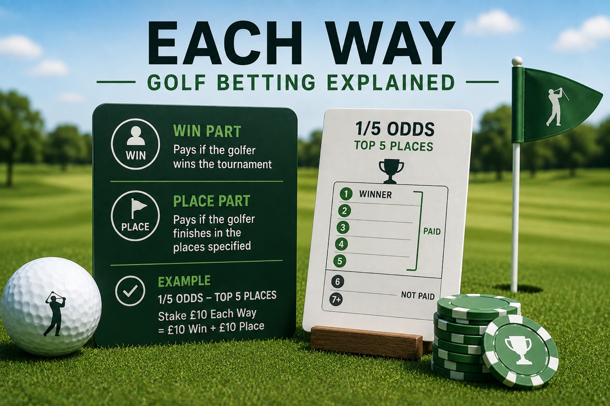 each way golf betting explained - win part and place part
